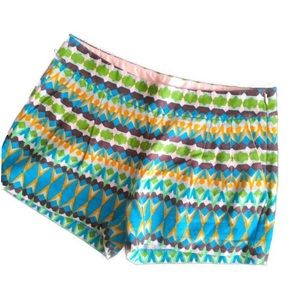 J. Crew Turquoise Chartreuse Geo Tribal Shorts